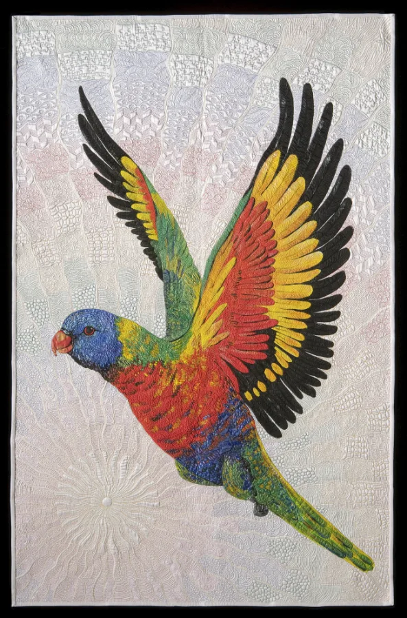 Rainbow Lorikeet full quilt by Helen Godden