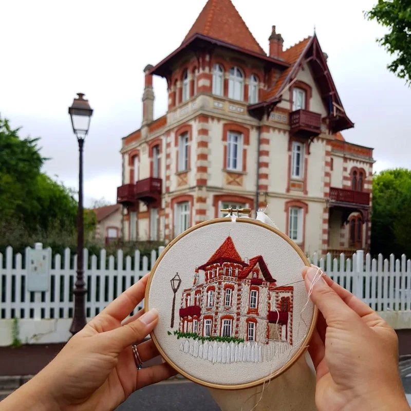 Elin Petronella embroiders famous landmarks and architecture
