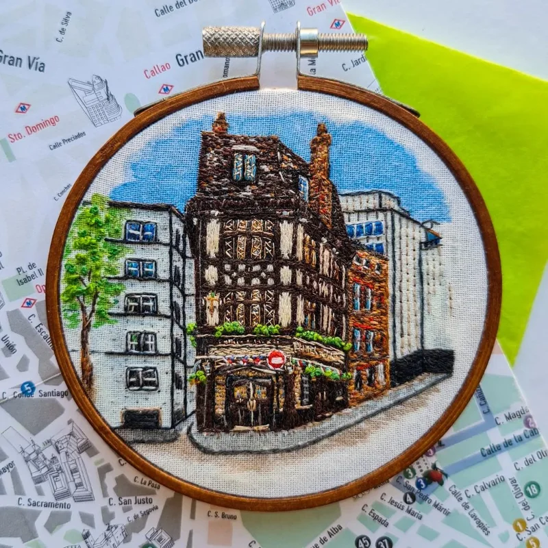 Maria Zamyatina's embroidered travel diaries featuring architecture