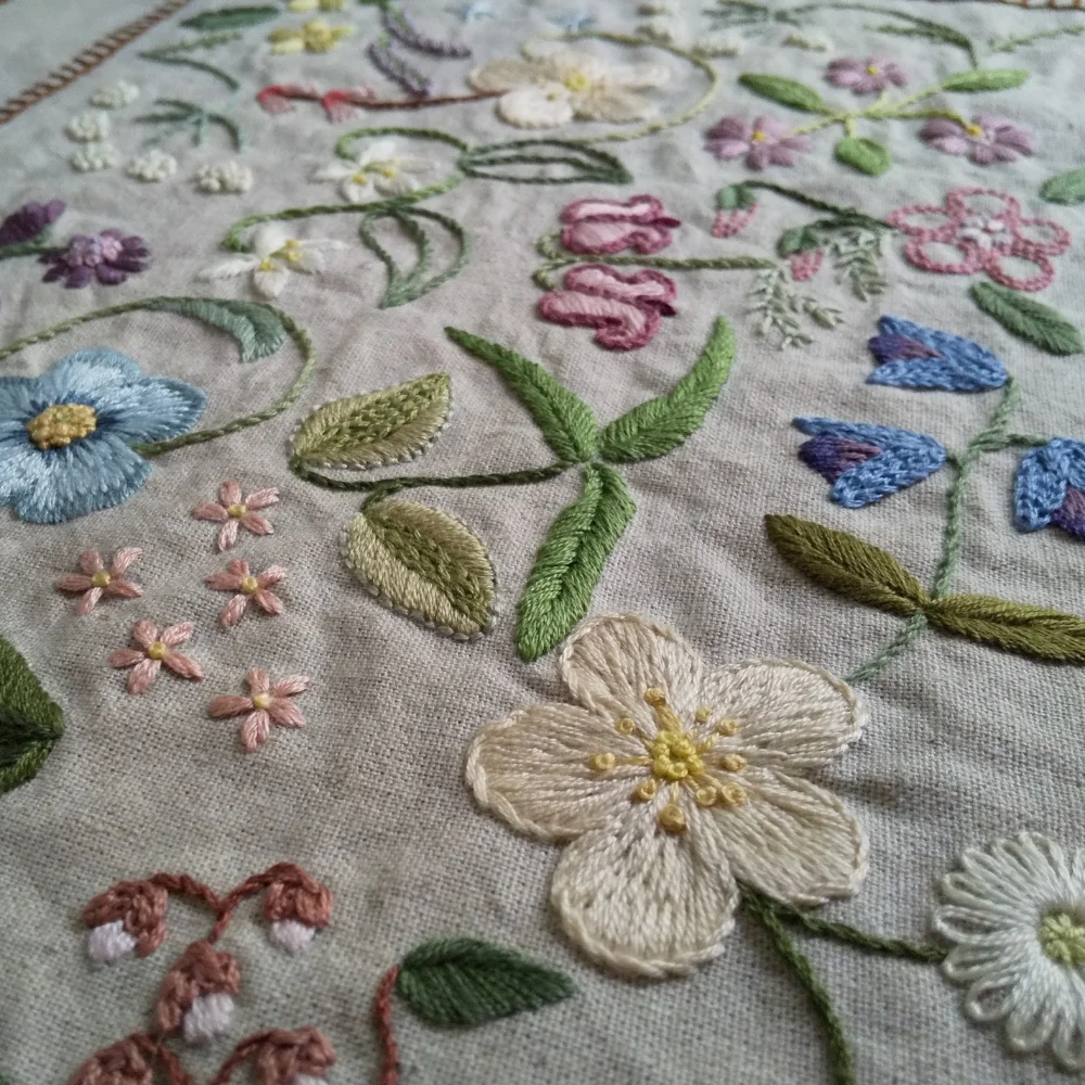 Alpine Plants Hand Embroidery in Bloom by Noriko Livingstone