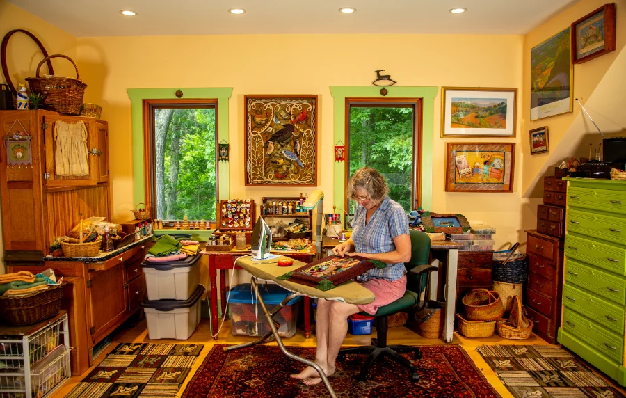 Salley working in her studio