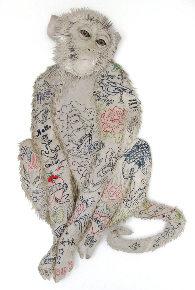 Pearl monkey by textile artist, Karen Nicol