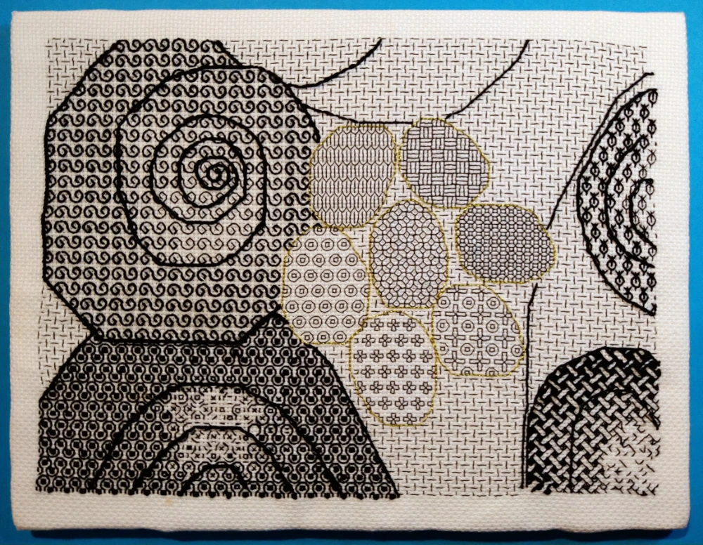 Blackwork, hand embroidered by Louise Kidd