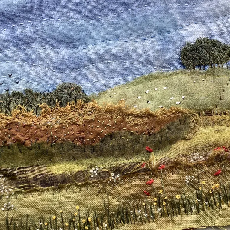 Small landscape, mindfully stitched by Karen Turner