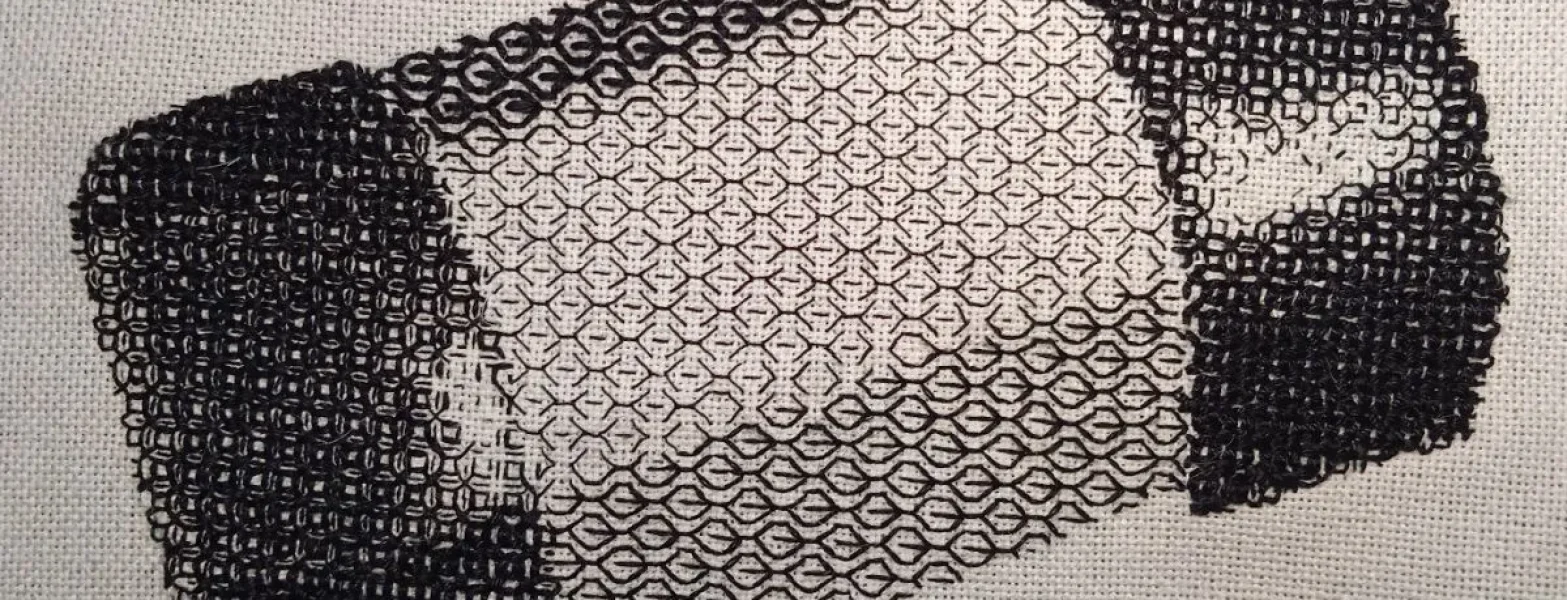 Hand Embroidery blackwork by bursary winner, Daniel Jonasson