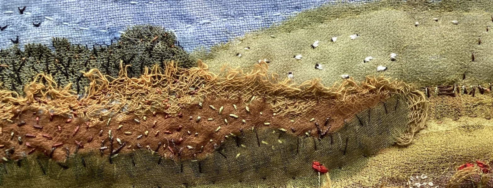 Small landscape, mindfully stitched by Karen Turner